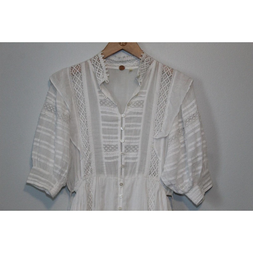 FP One Free People Sydney Dress Ivory Crochet Lace No Belt Womens Size XS H14560 - Picture 4 of 16
